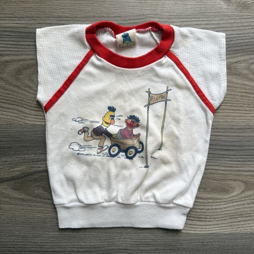 Vintage 70s 80s Sesame Street Bert & Ernie Toddler Mesh T Shirt Size 3T USA RARE